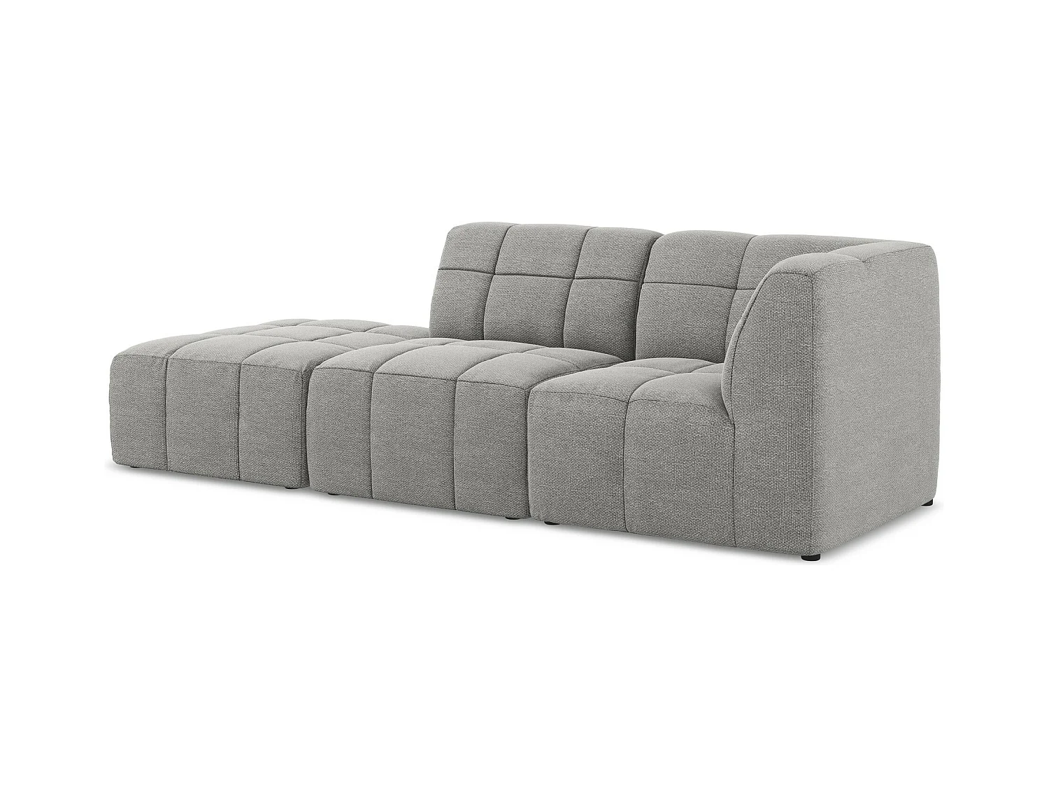 Canapé d'angle 3 places modulaire gauche en tissu bouclette - gris clair - ALOHA