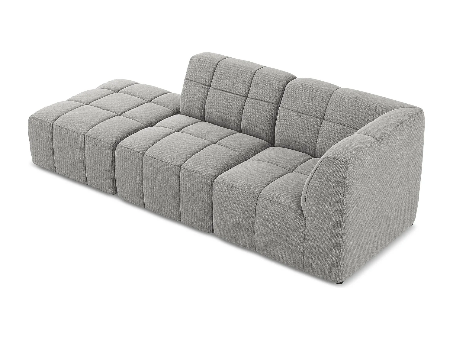 Canapé d'angle 3 places modulaire gauche en tissu bouclette - gris clair - ALOHA