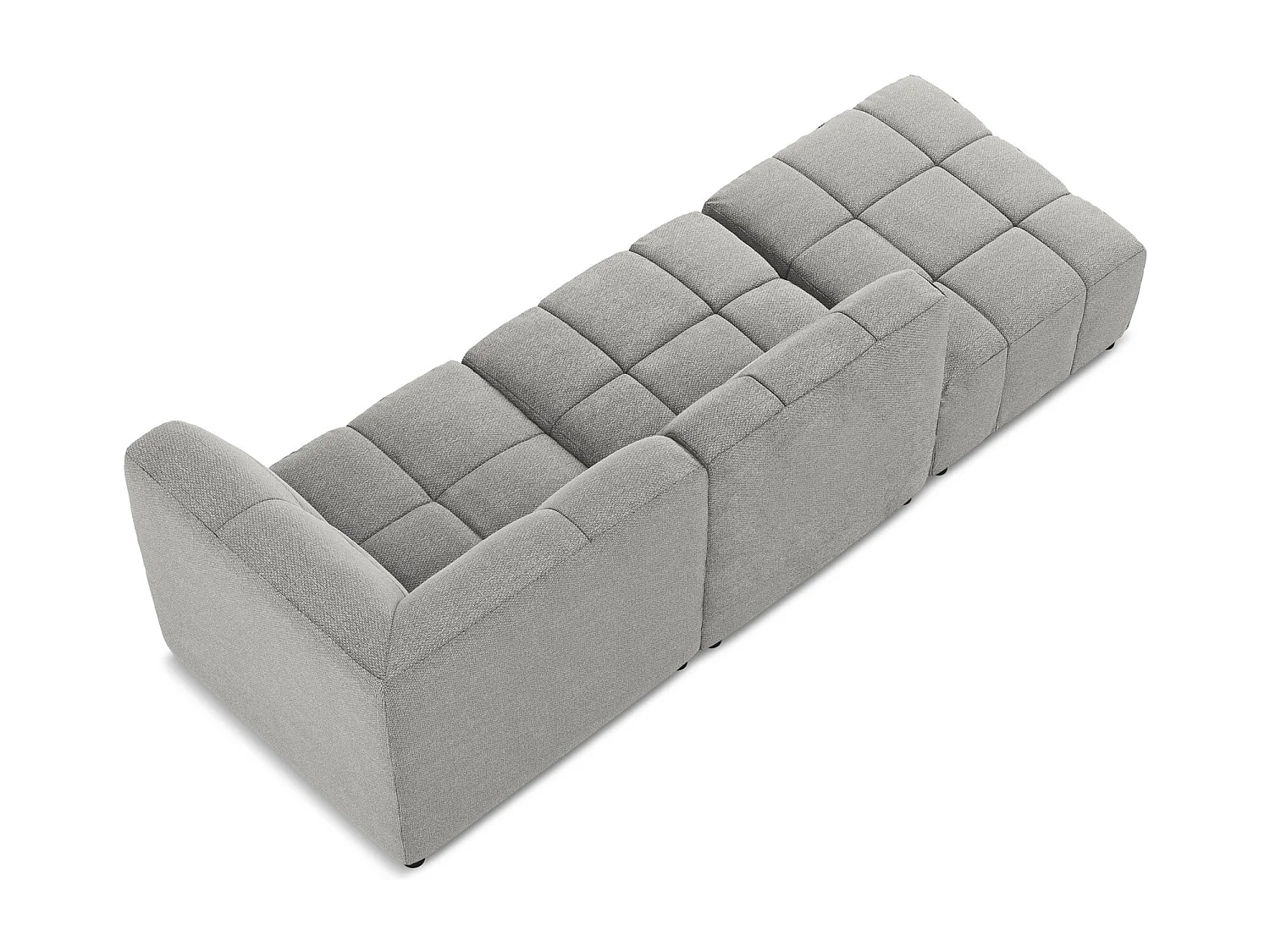 Canapé d'angle 3 places modulaire gauche en tissu bouclette - gris clair - ALOHA