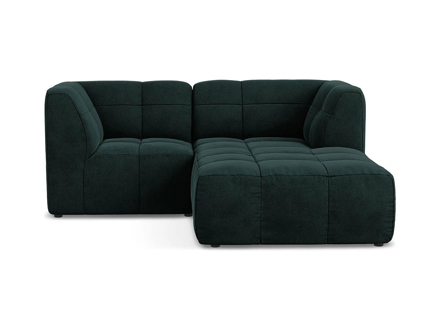 Modulaire hoekbank rechts van grijsgroen velours - ALOHA