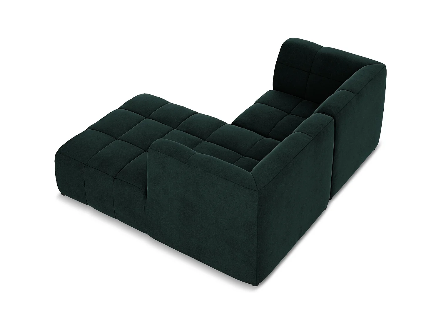 Modulaire hoekbank rechts van grijsgroen velours - ALOHA