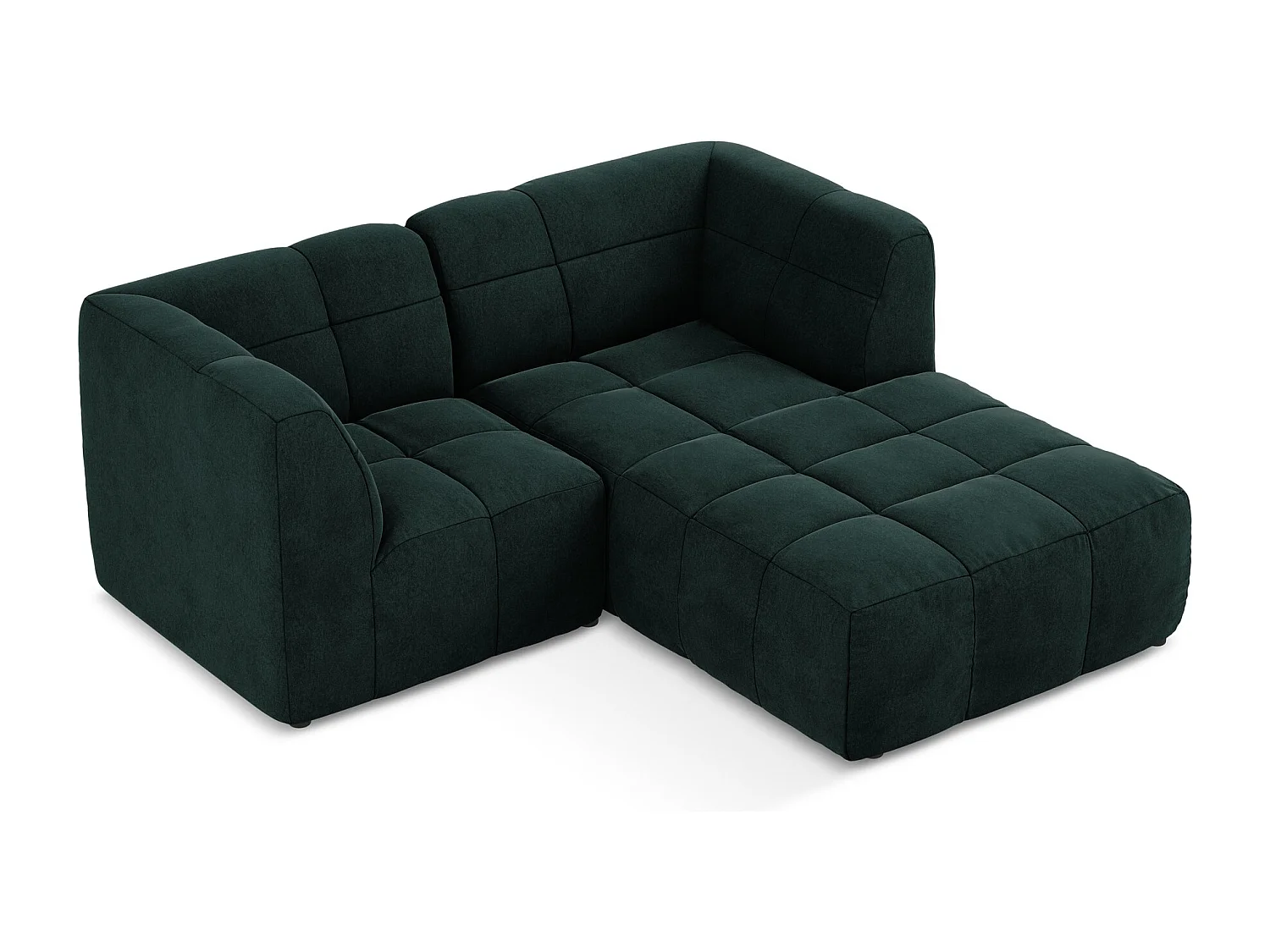 Modulaire hoekbank rechts van grijsgroen velours - ALOHA