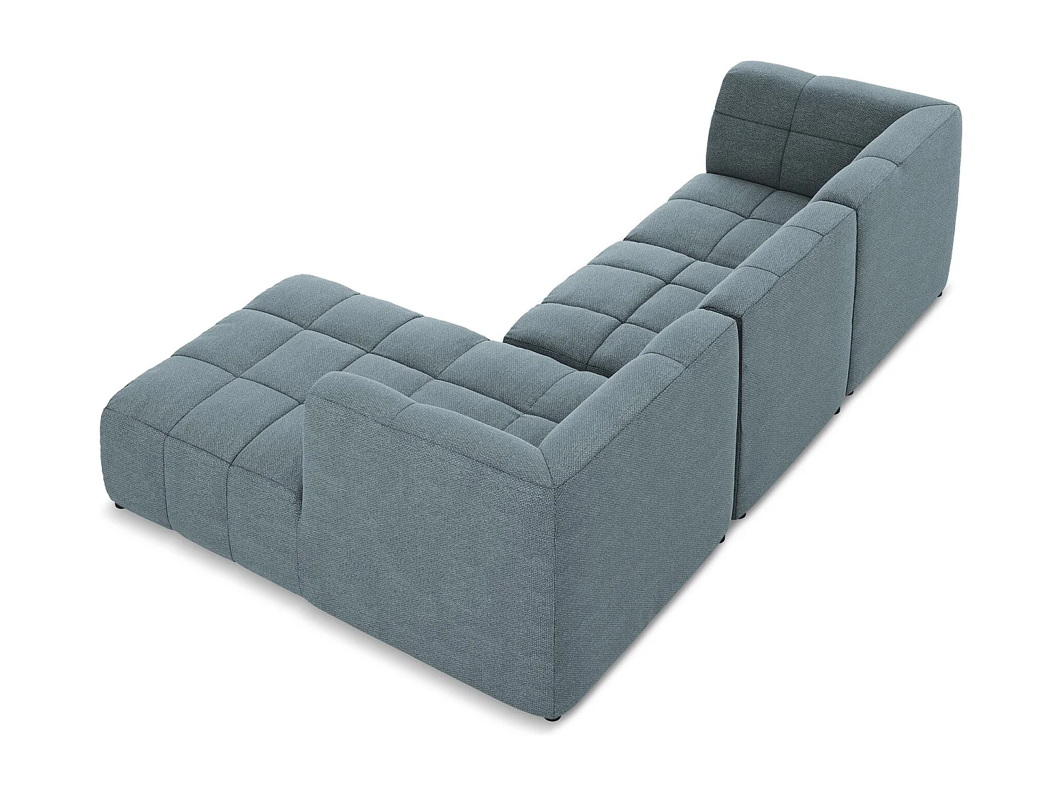 Canapé d'angle 3 places modulaire droit en tissu bouclette - jeans - ALOHA