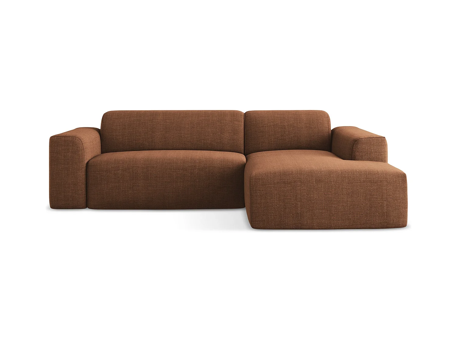 Modulaire hoekbank rechts van terracotta textuurstof - KELI