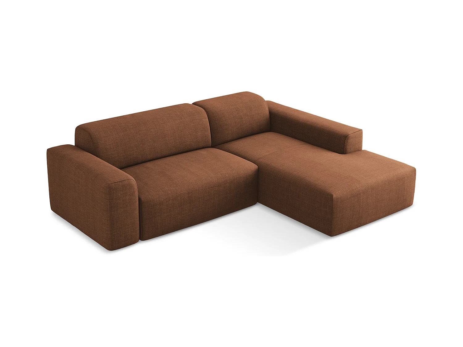 Modulaire hoekbank rechts van terracotta textuurstof - KELI