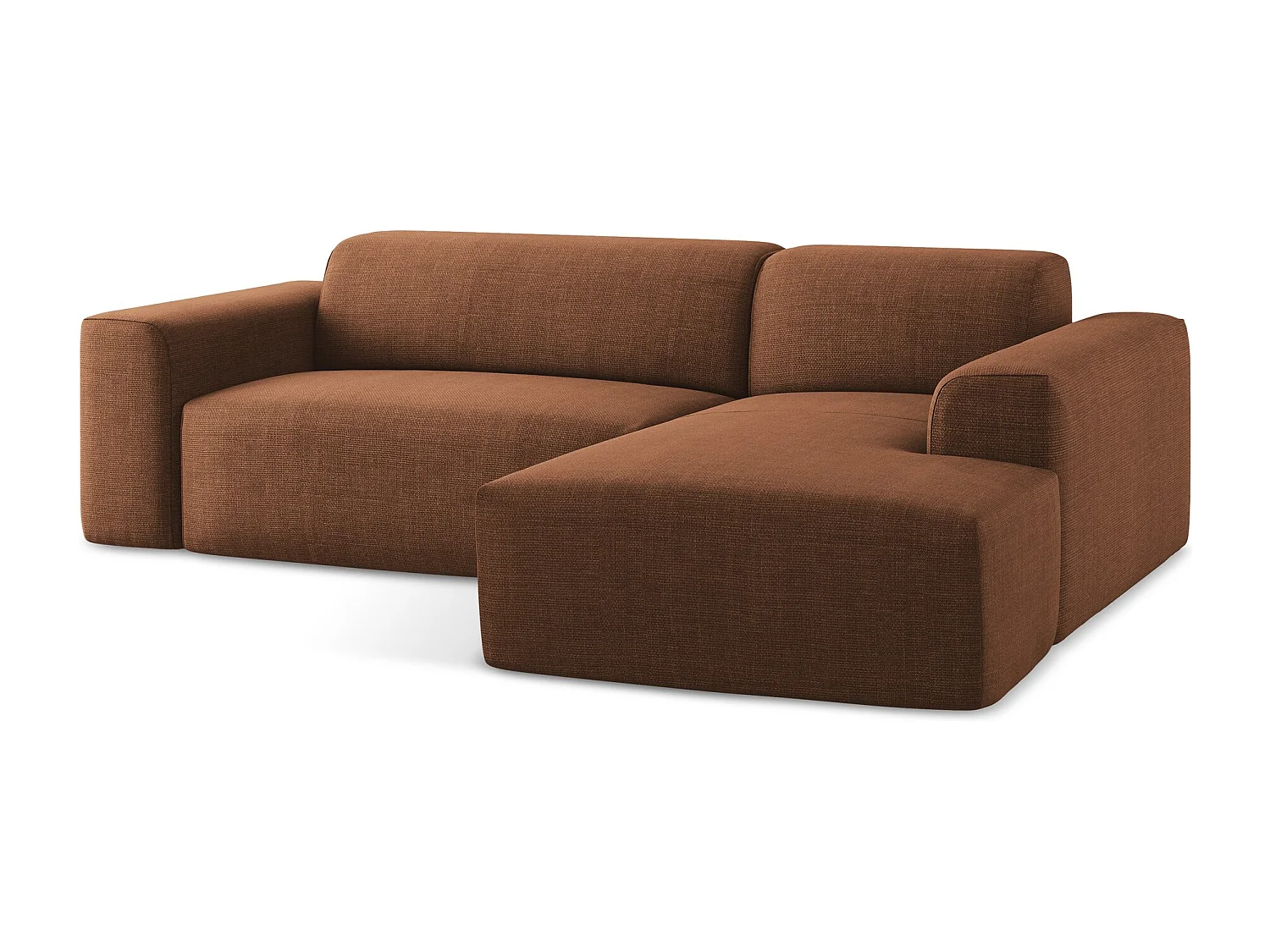 Modulaire hoekbank rechts van terracotta textuurstof - KELI