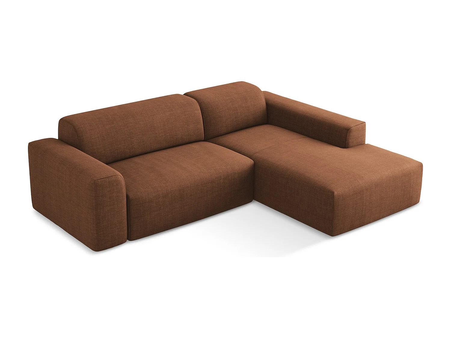 Modulaire hoekbank rechts van terracotta textuurstof - KELI