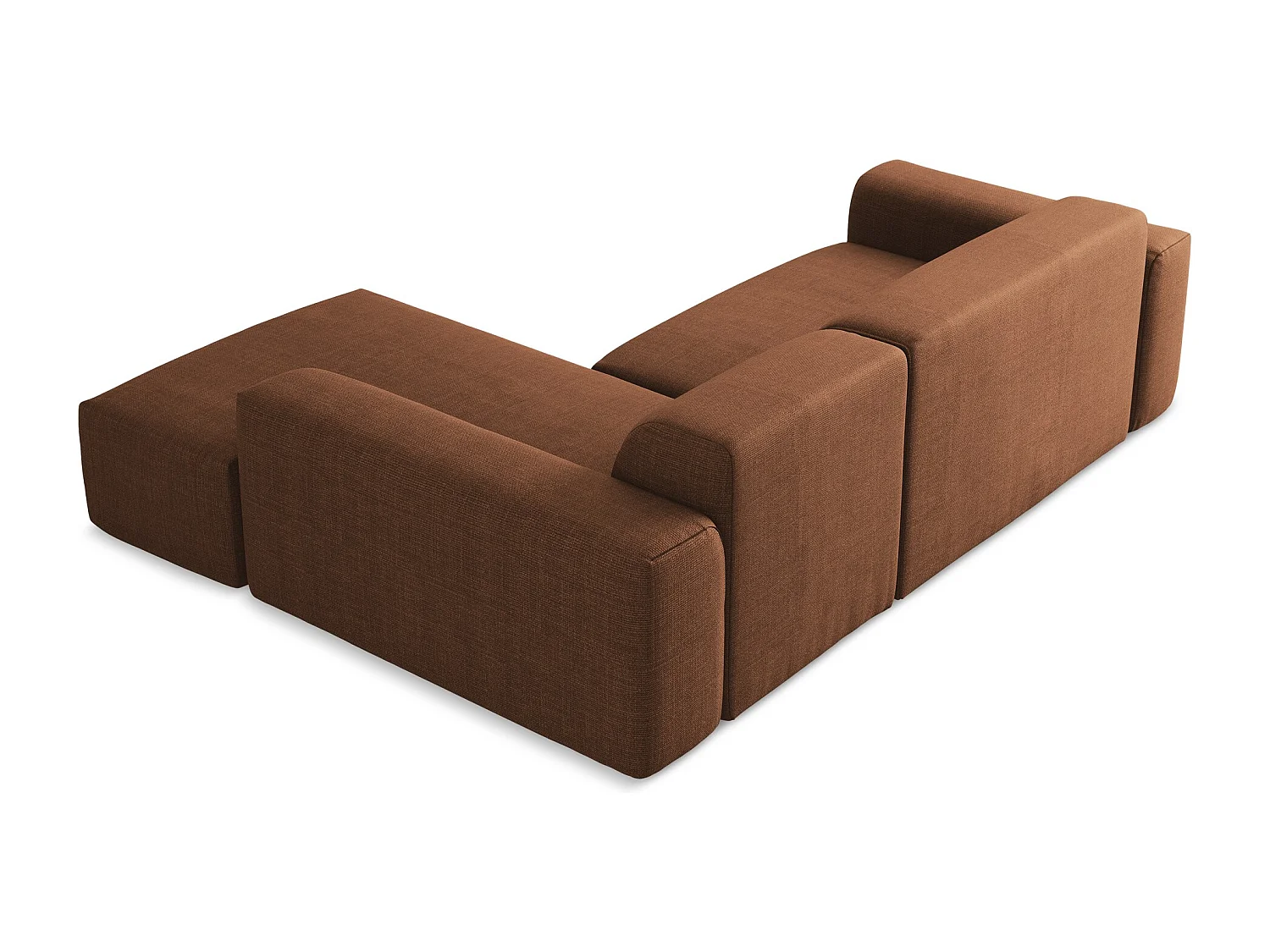 Modulaire hoekbank rechts van terracotta textuurstof - KELI