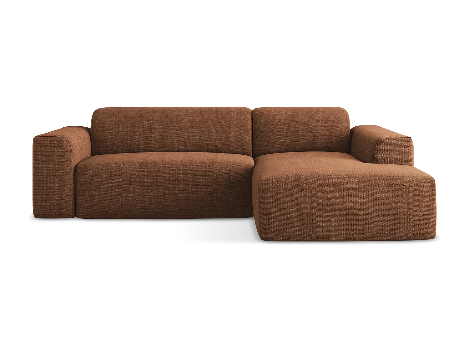 Modulaire hoekbank rechts van terracotta textuurstof - KELI