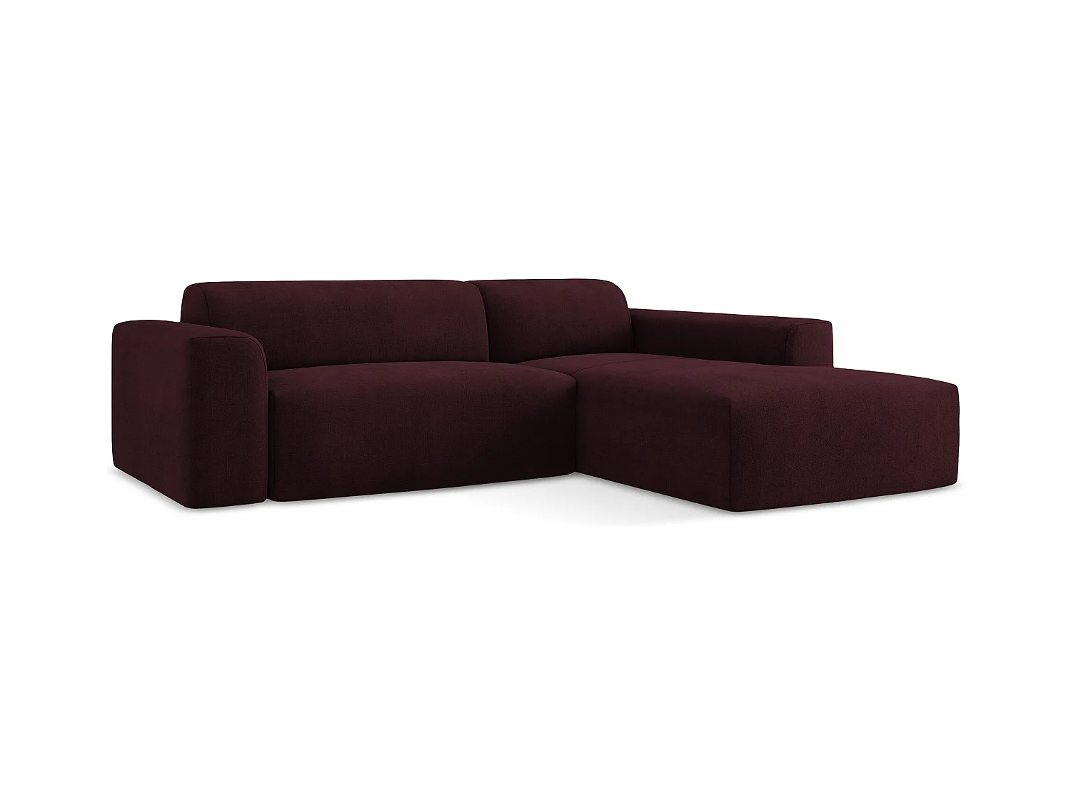 Canapé d'angle 3 places modulaire droit en tissu texturé - bordeaux - KELI