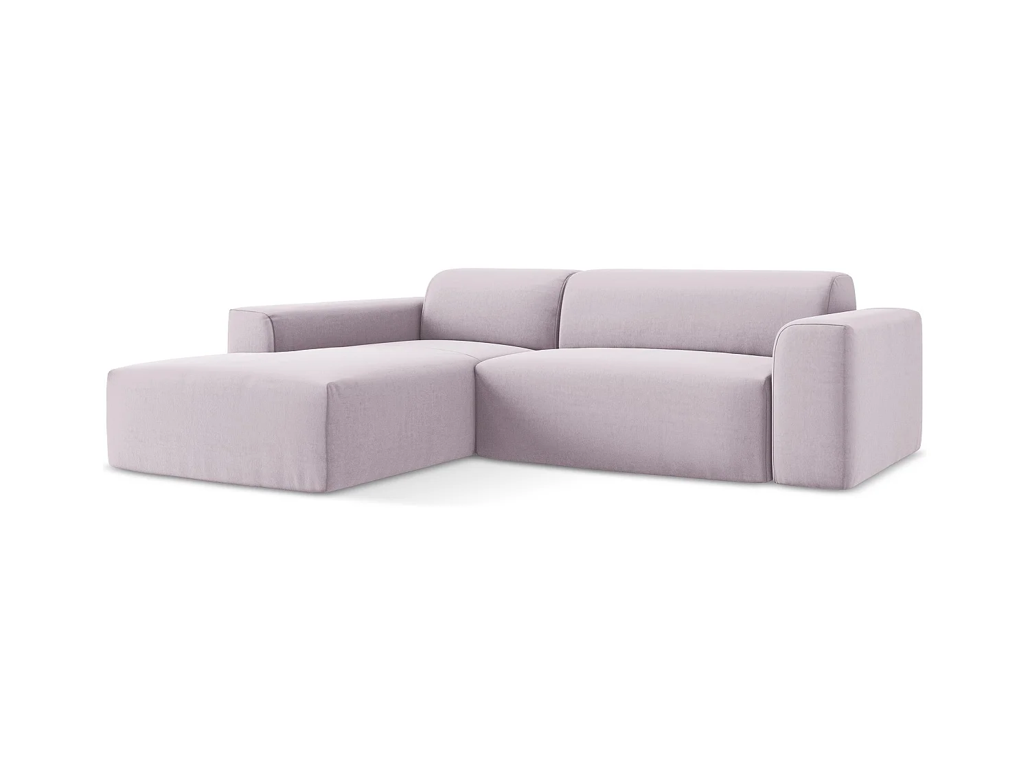 Canapé d'angle 3 places modulaire gauche en velours - lavande - KELI