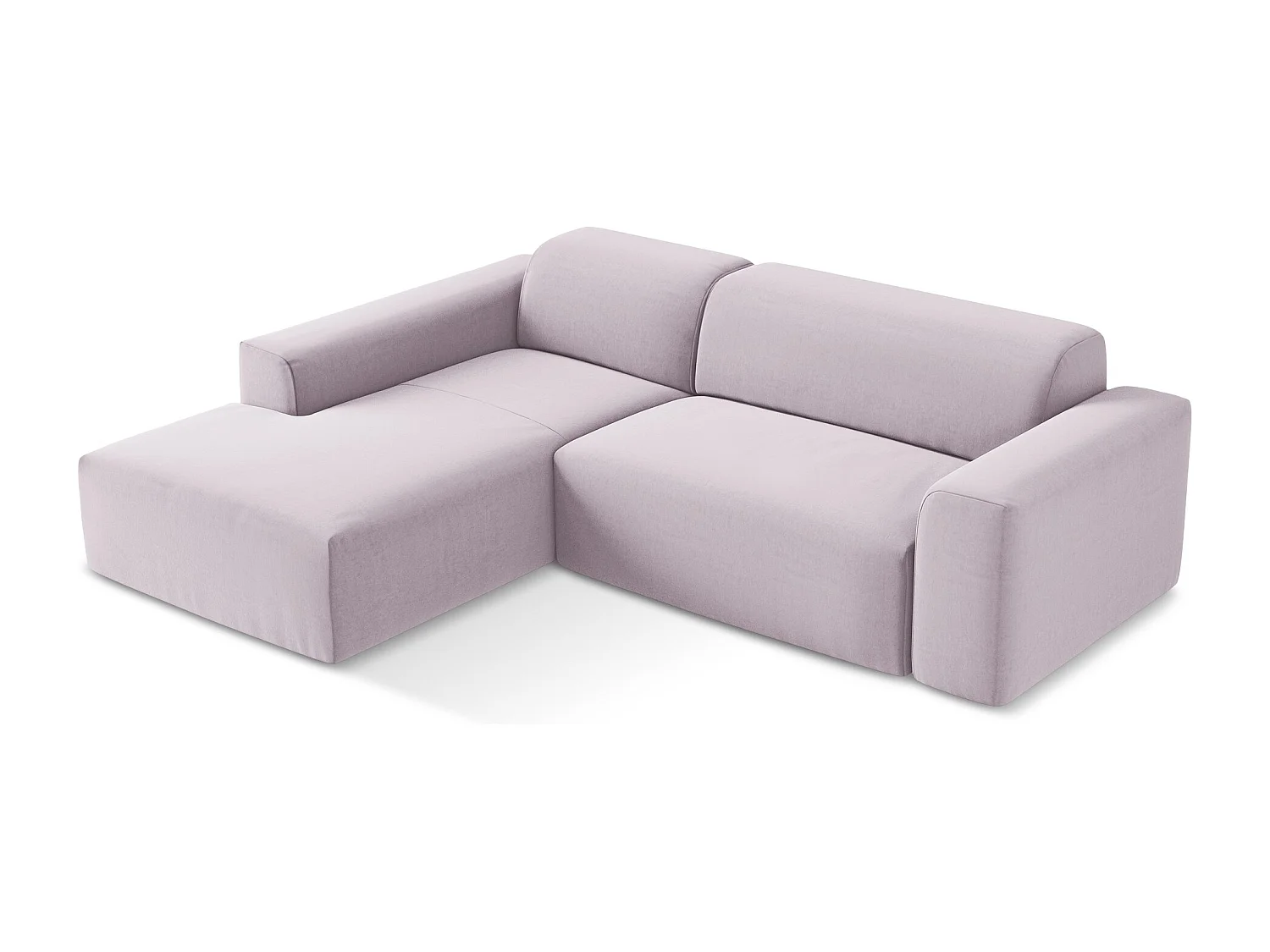 Canapé d'angle 3 places modulaire gauche en velours - lavande - KELI