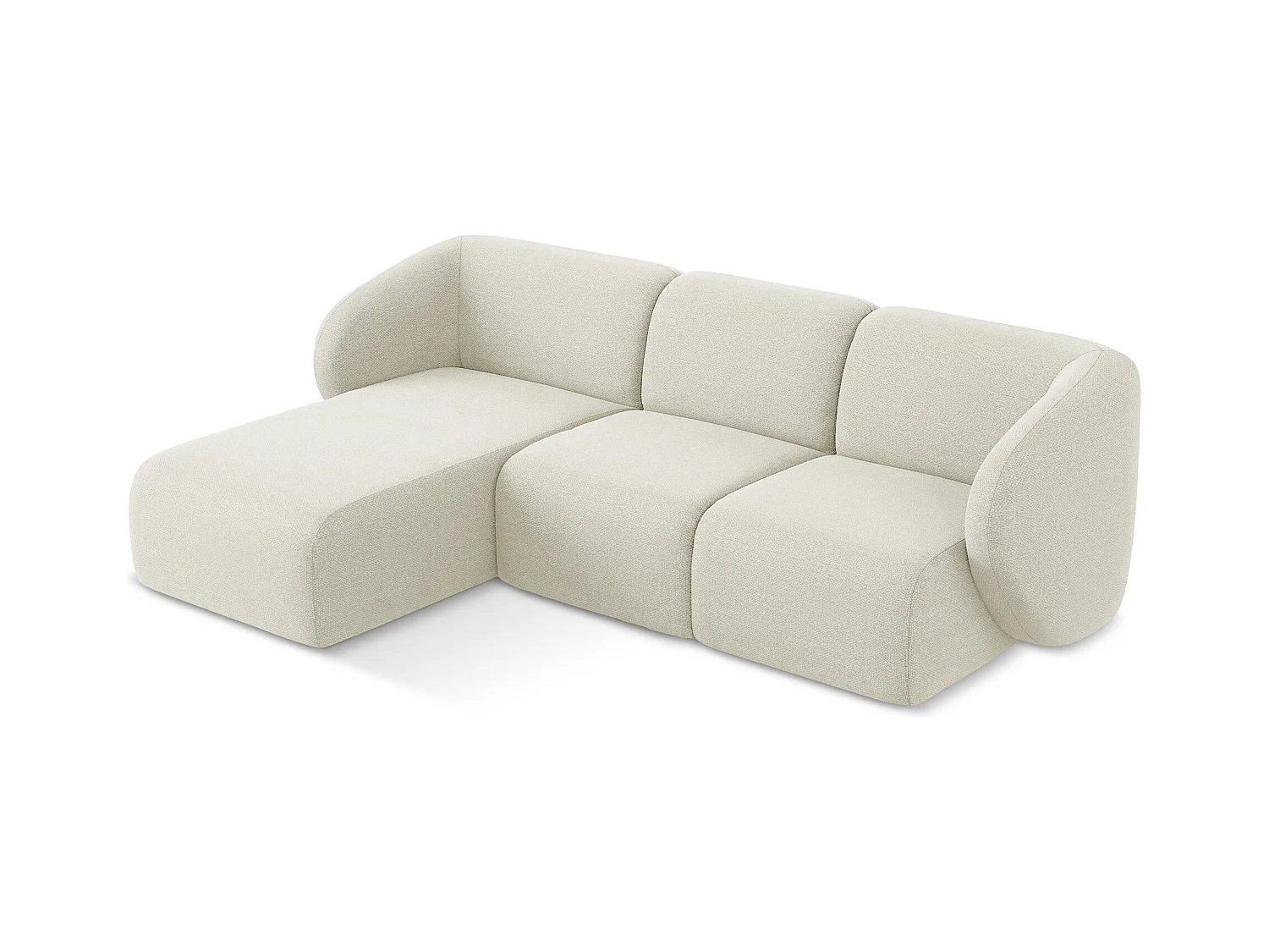 Canapé d'angle 3 places modulaire gauche en tissu bouclette - sable - LANI