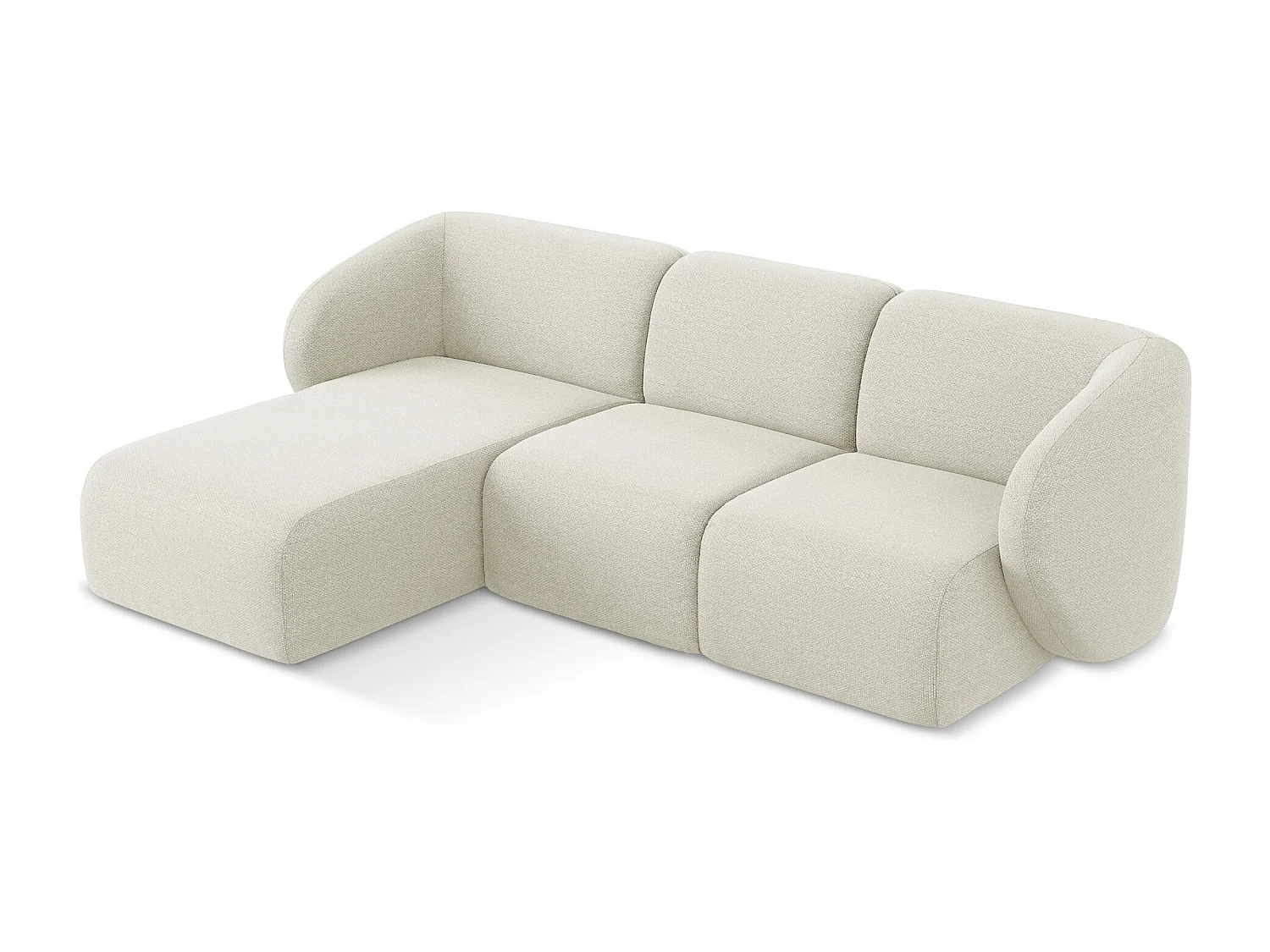 Canapé d'angle 3 places modulaire gauche en tissu bouclette - sable - LANI