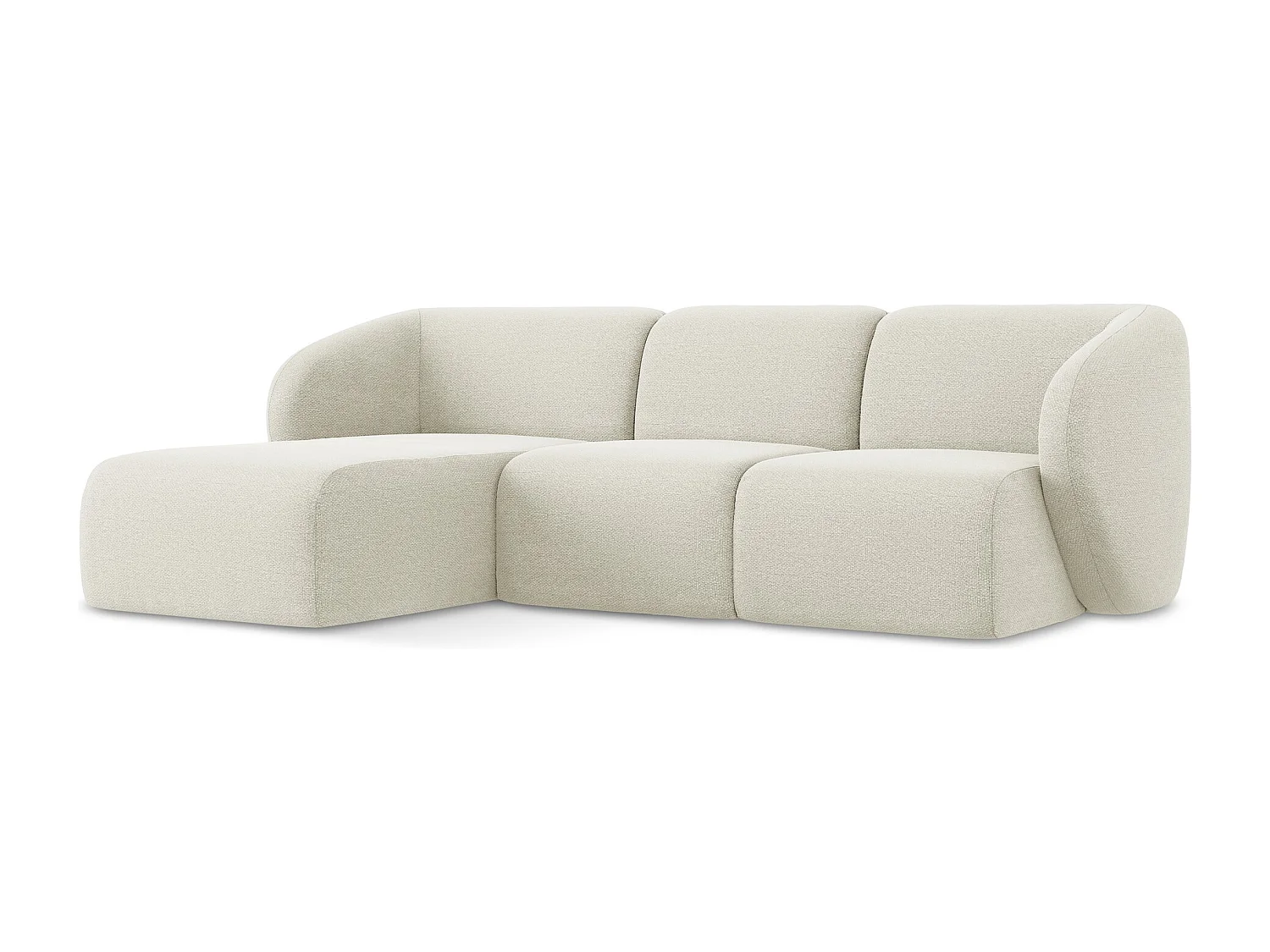 Canapé d'angle 3 places modulaire gauche en tissu bouclette - sable - LANI