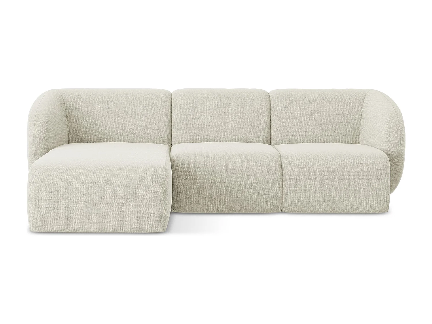 Canapé d'angle 3 places modulaire gauche en tissu bouclette - sable - LANI