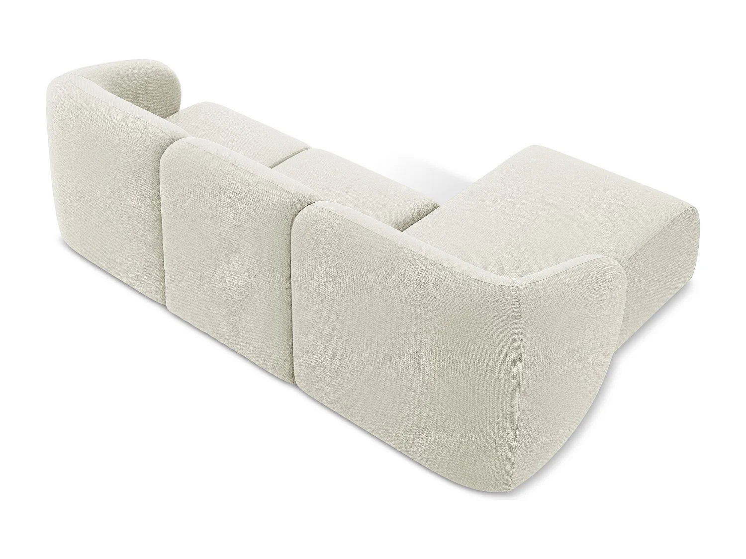 Canapé d'angle 3 places modulaire gauche en tissu bouclette - sable - LANI