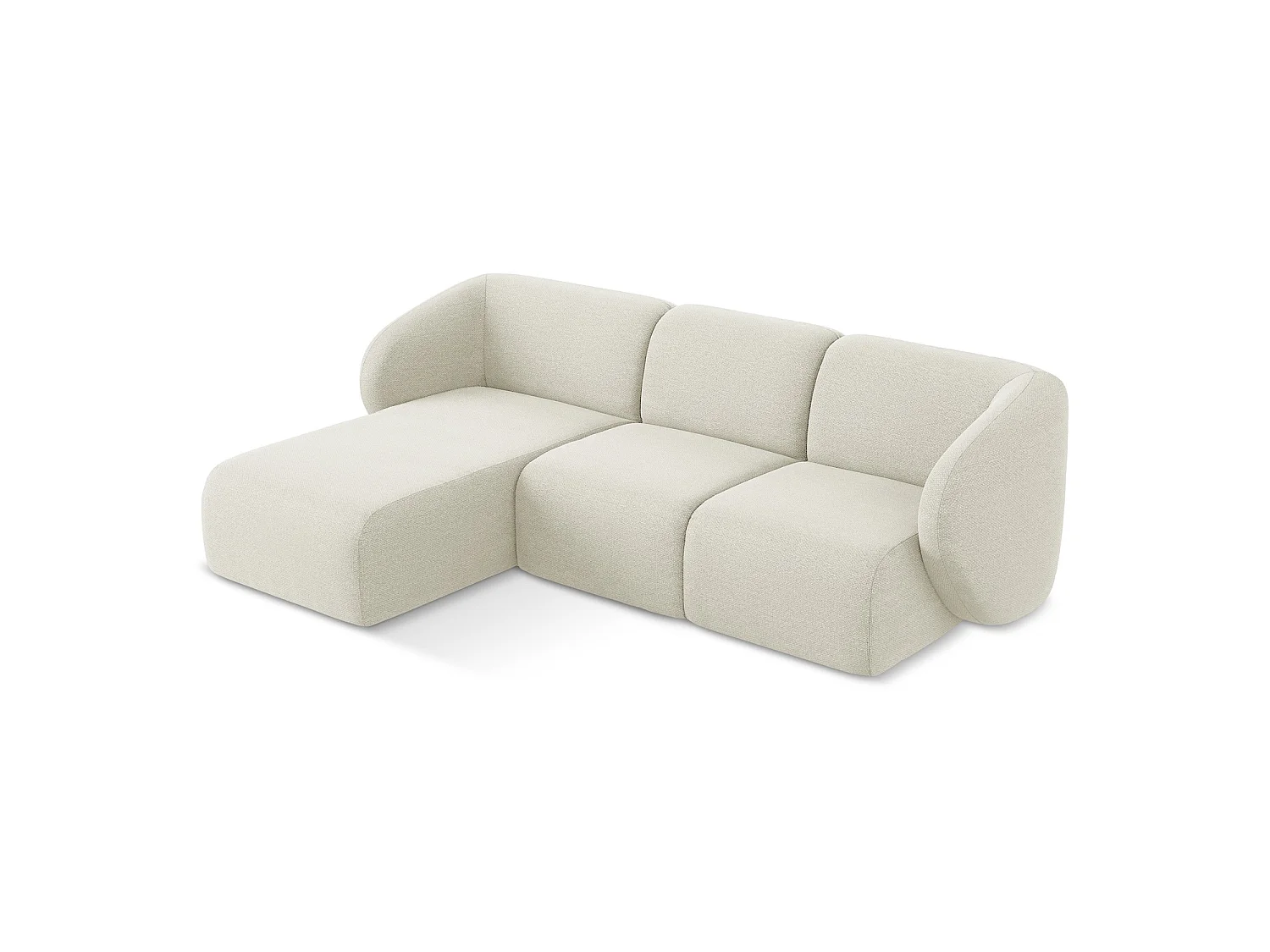 Modulaire hoekbank links van zand bouclé - CERVO