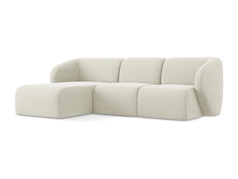 Canapé d'angle 3 places modulaire gauche en tissu bouclette - sable - LANI