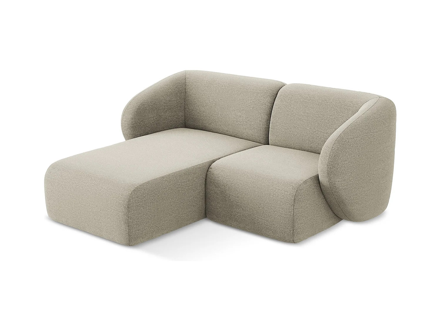 Modulaire hoekbank links van taupe bouclé - LANI