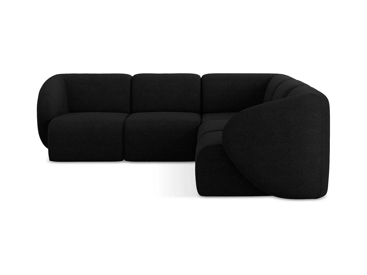Modulares Ecksofa - - Bouclé - Schwarz - LANI