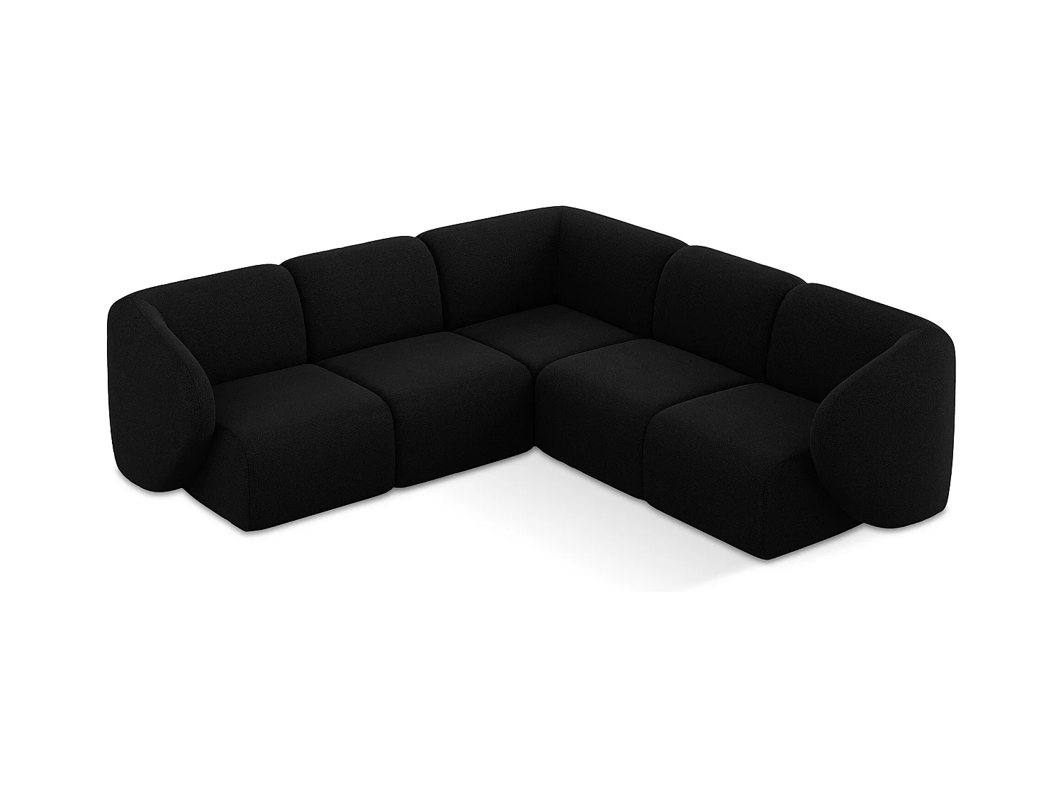 Modulares Ecksofa - - Bouclé - Schwarz - LANI