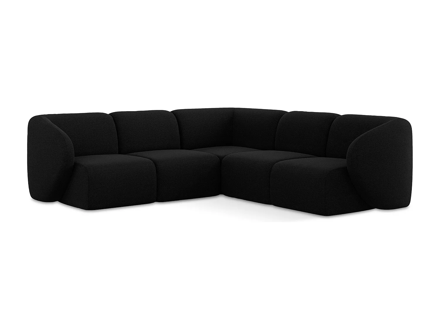 Modulares Ecksofa - - Bouclé - Schwarz - LANI