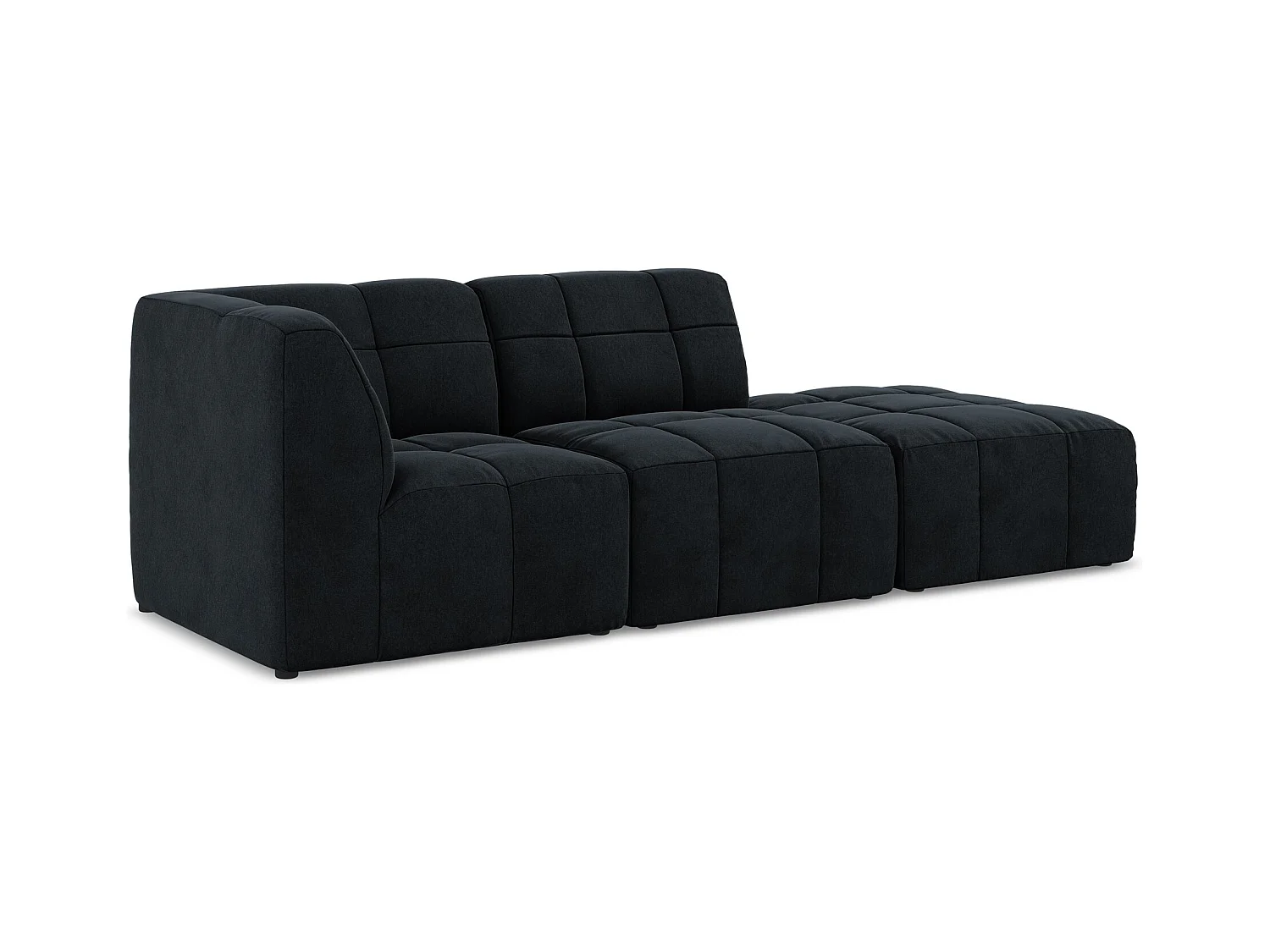 Canapé d'angle 3 places modulaire droit en velours - bleu royal - ALOHA