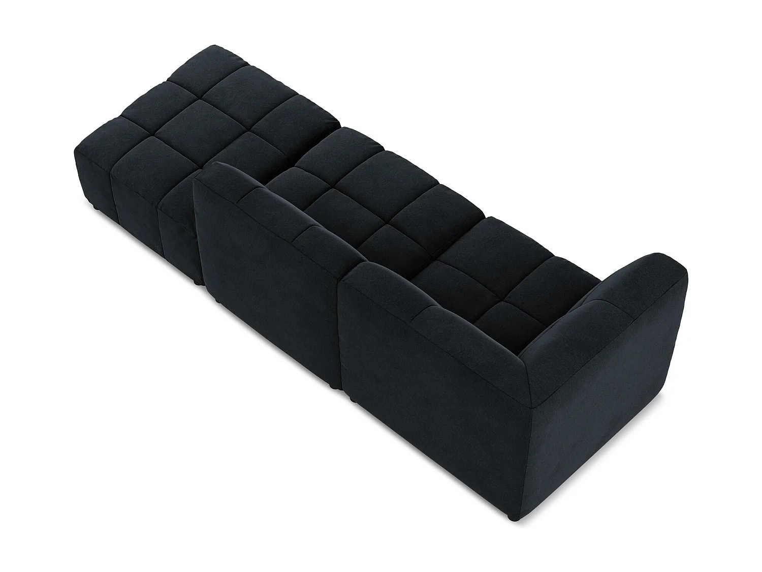 Canapé d'angle 3 places modulaire droit en velours - bleu royal - ALOHA