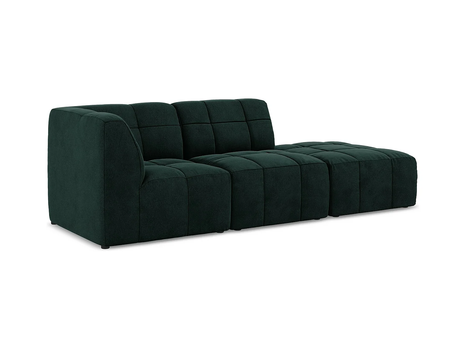 3-Sitzer Modulares Ecksofa - Ecke Rechts - Samt - Grau Grün - ALOHA