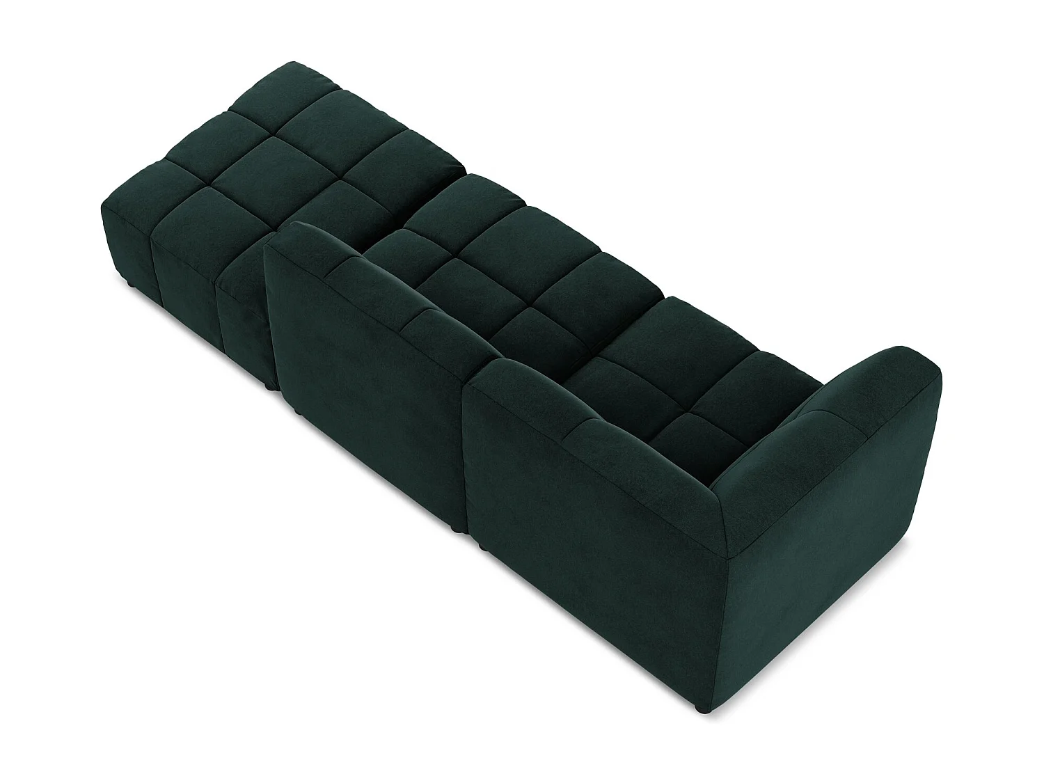 Canapé d'angle 3 places modulaire droit en velours - gris vert - ALOHA