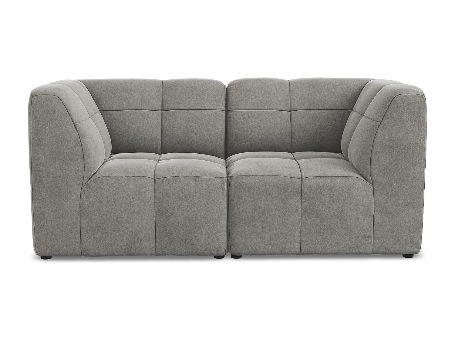 Canapé modulable 2 places en velours - gris - ALOHA