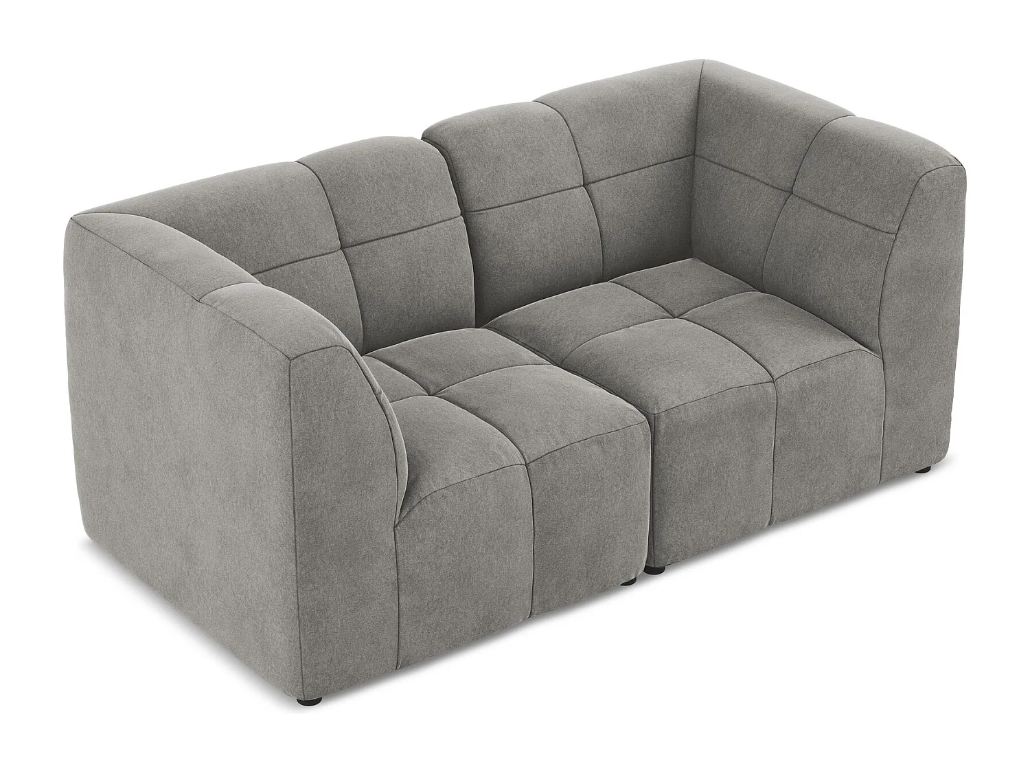 Canapé modulable 2 places en velours - gris - ALOHA