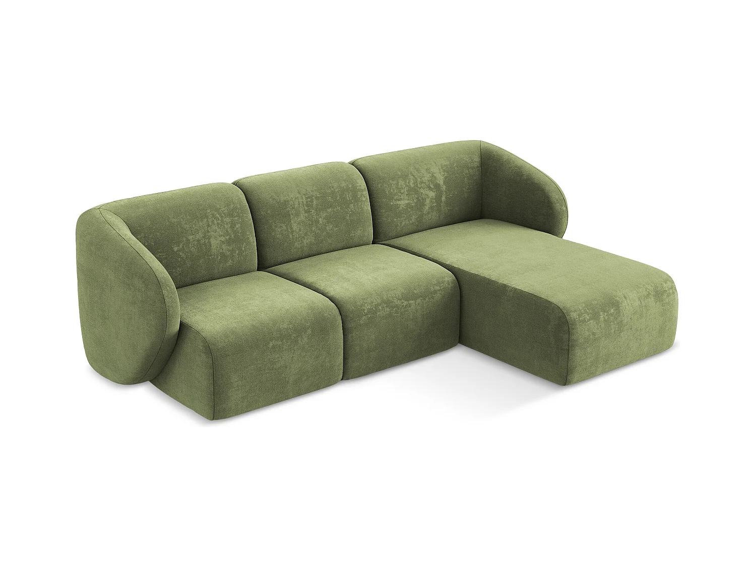 3-Sitzer Modulares Ecksofa - Ecke Rechts - Chenille - Grün - LANI