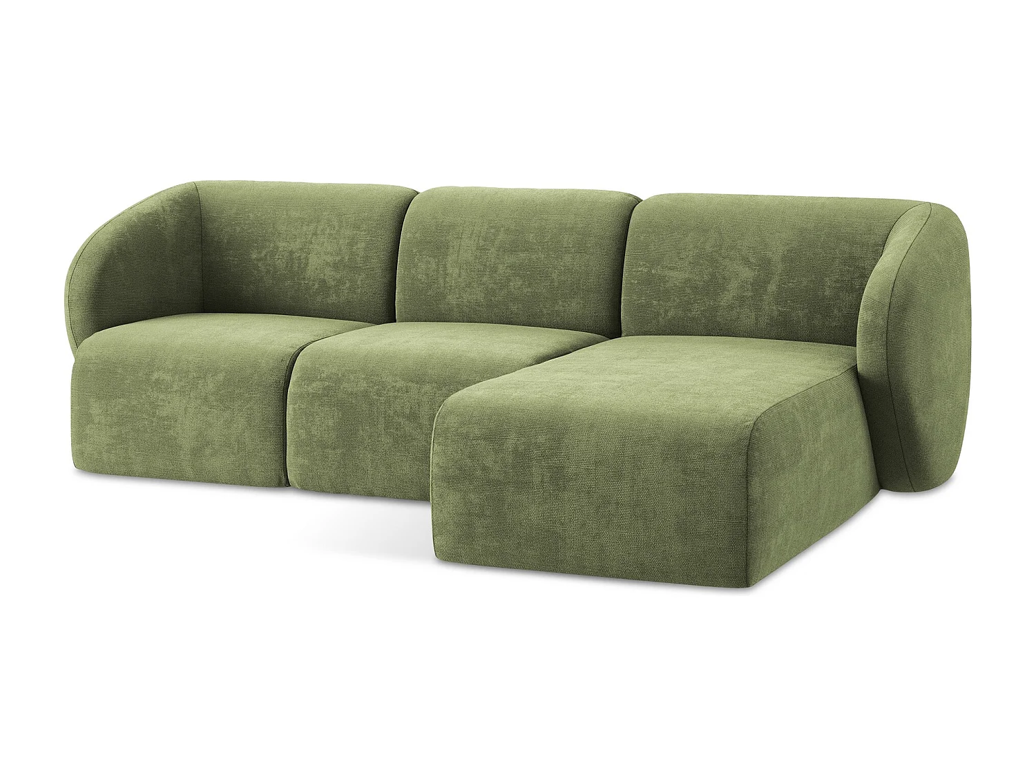 3-Sitzer Modulares Ecksofa - Ecke Rechts - Chenille - Grün - LANI