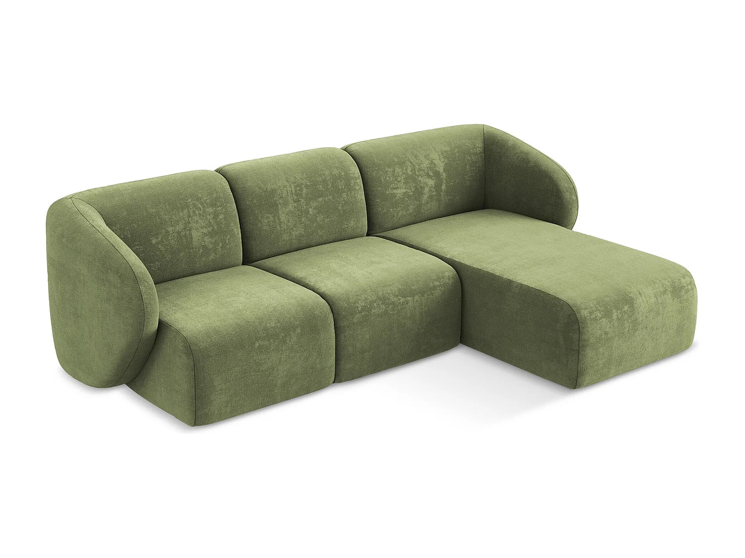 3-Sitzer Modulares Ecksofa - Ecke Rechts - Chenille - Grün - LANI