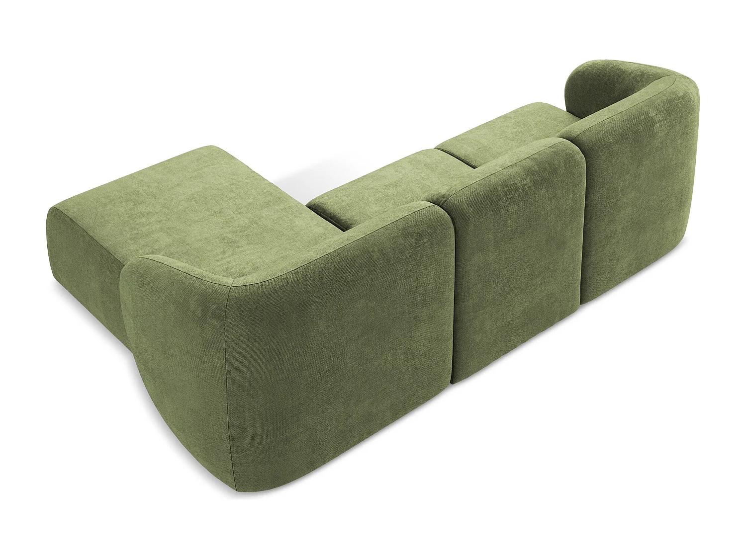 3-Sitzer Modulares Ecksofa - Ecke Rechts - Chenille - Grün - LANI