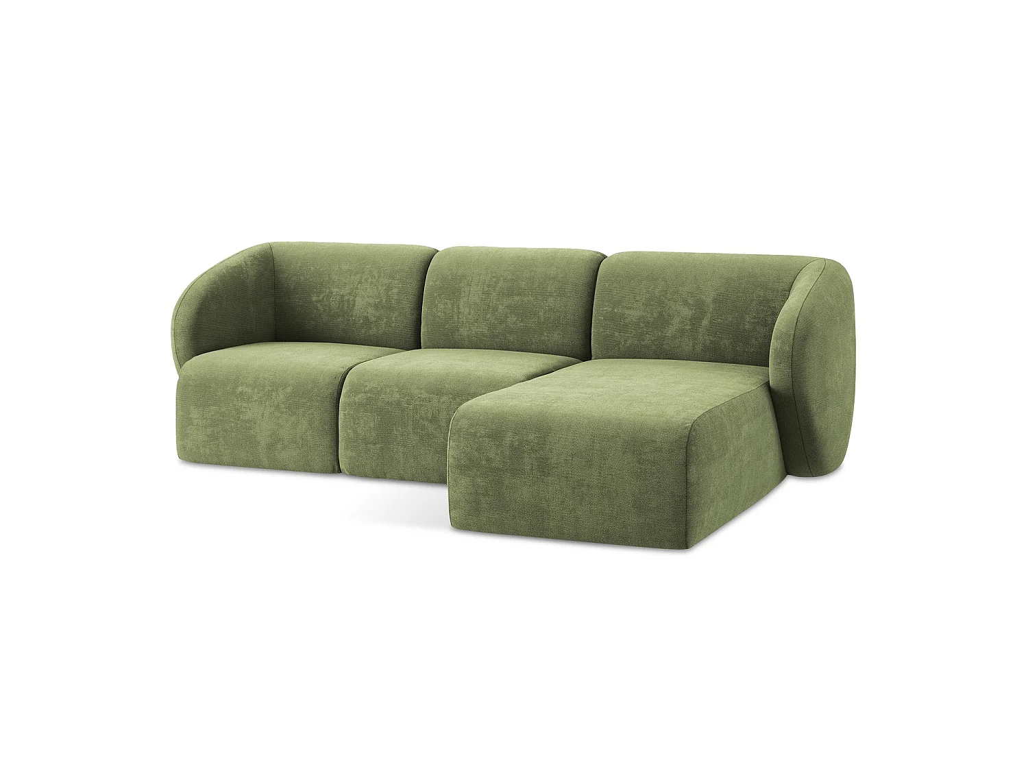 3-Sitzer Modulares Ecksofa - Ecke Rechts - Chenille - Grün - CERVO