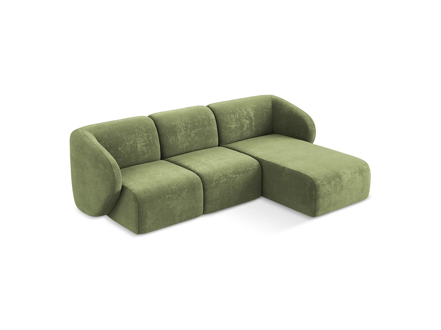 3-Sitzer Modulares Ecksofa - Ecke Rechts - Chenille - Grün - CERVO