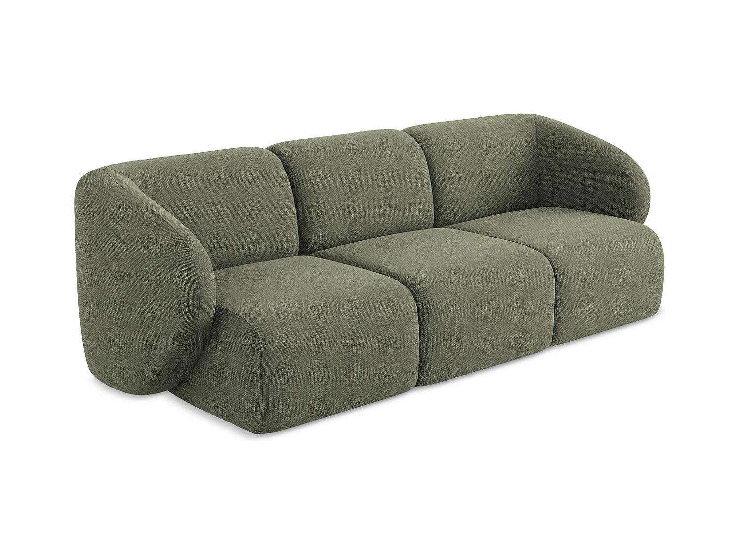 Modulares 3-Sitzer Sofa - - Bouclé - Olive - LANI