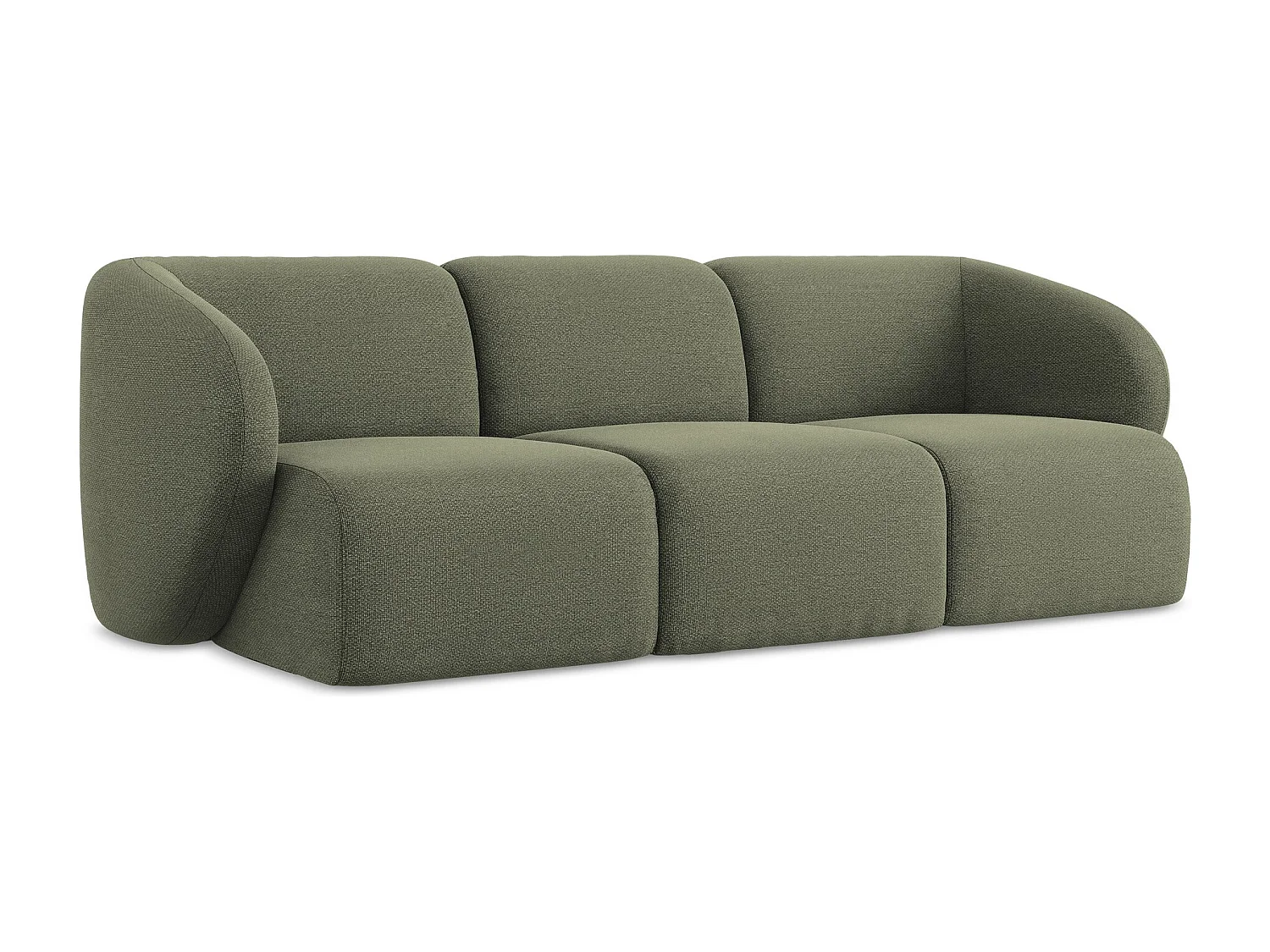 Canapé modulable 3 places en tissu bouclette - olive - LANI