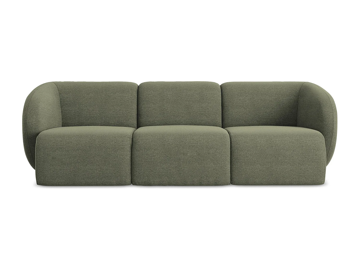 Canapé modulable 3 places en tissu bouclette - olive - LANI