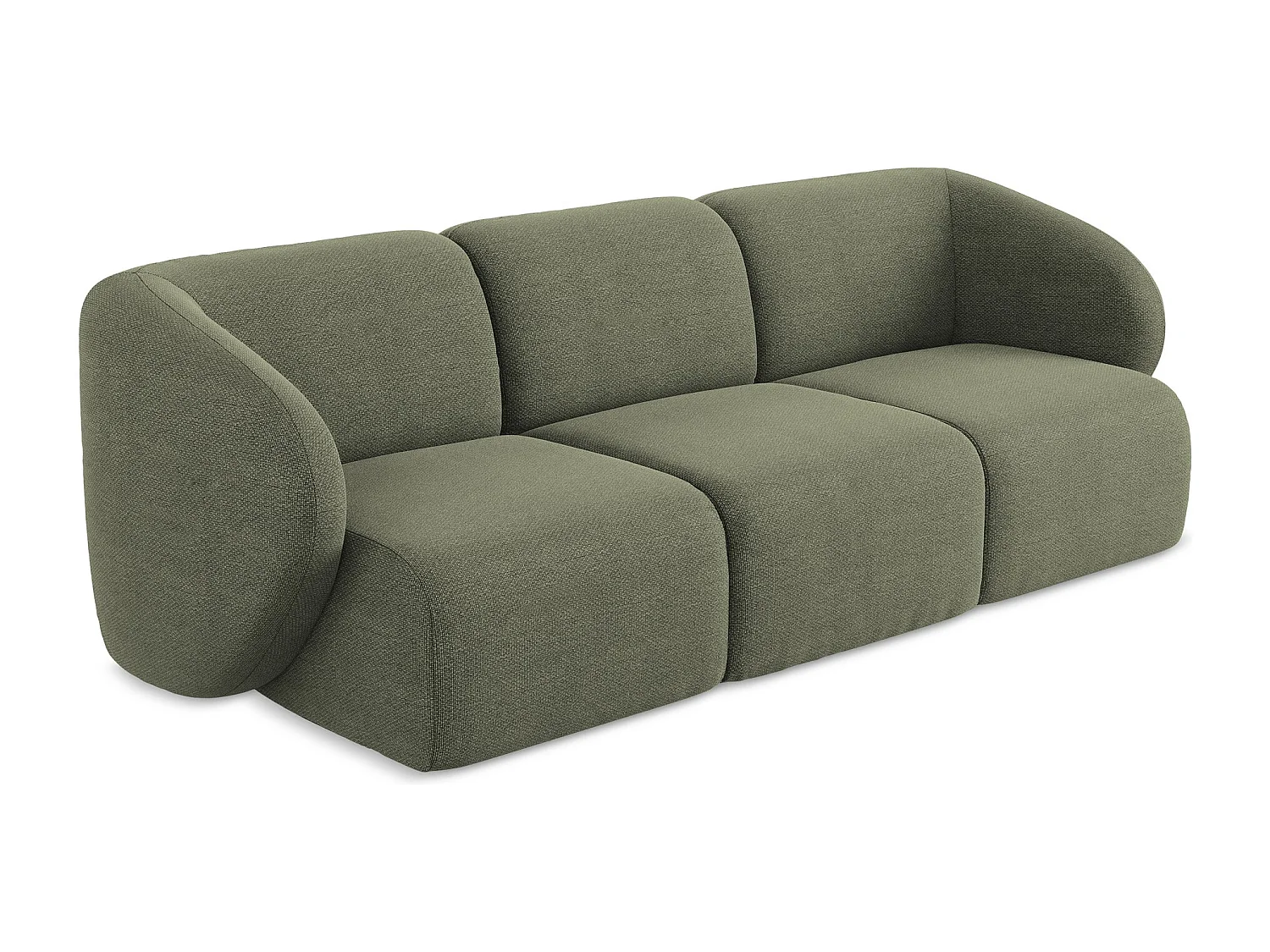 Canapé modulable 3 places en tissu bouclette - olive - LANI