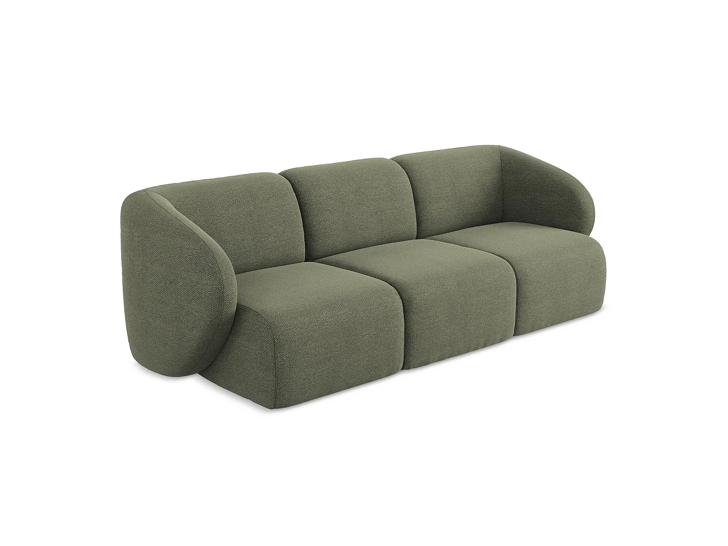 Modulares 3-Sitzer Sofa - - Bouclé - Olive - CERVO