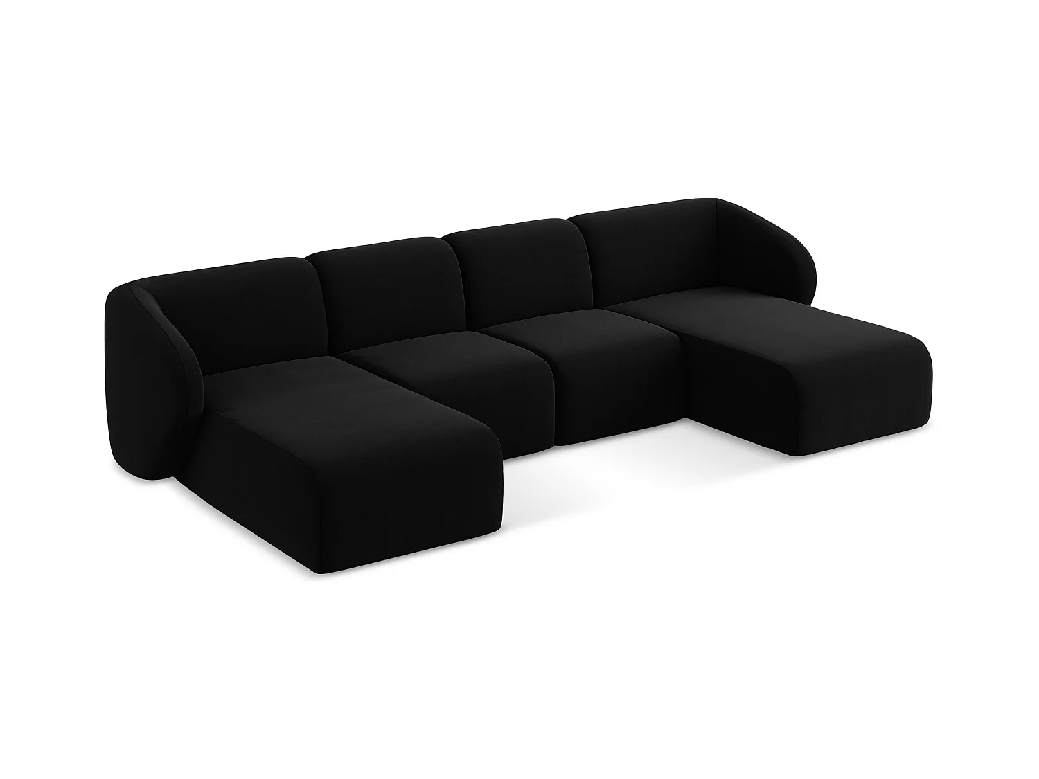 Große Wohnlandschaft - - Samt - Schwarz - LANI