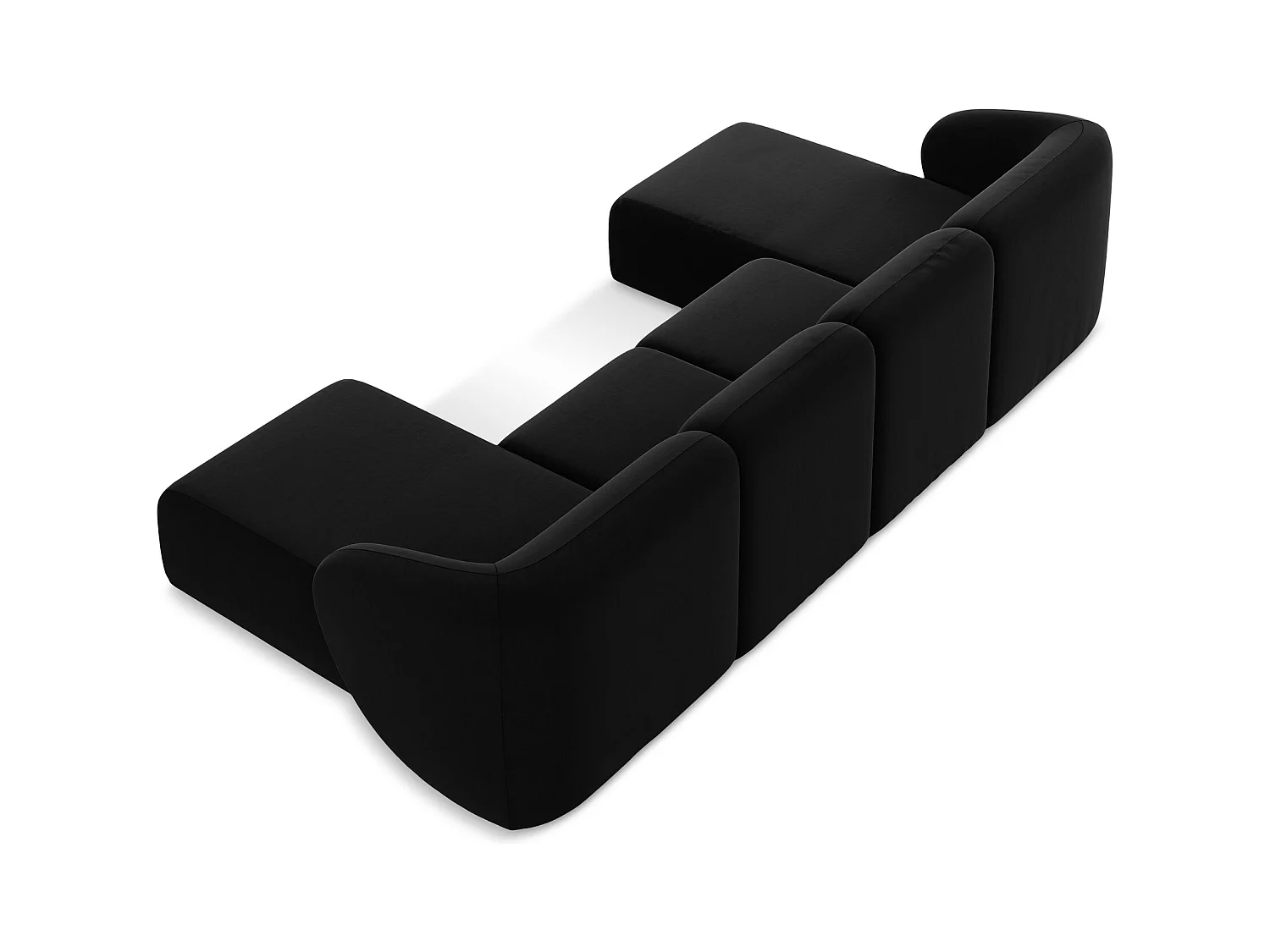 Große Wohnlandschaft - - Samt - Schwarz - LANI