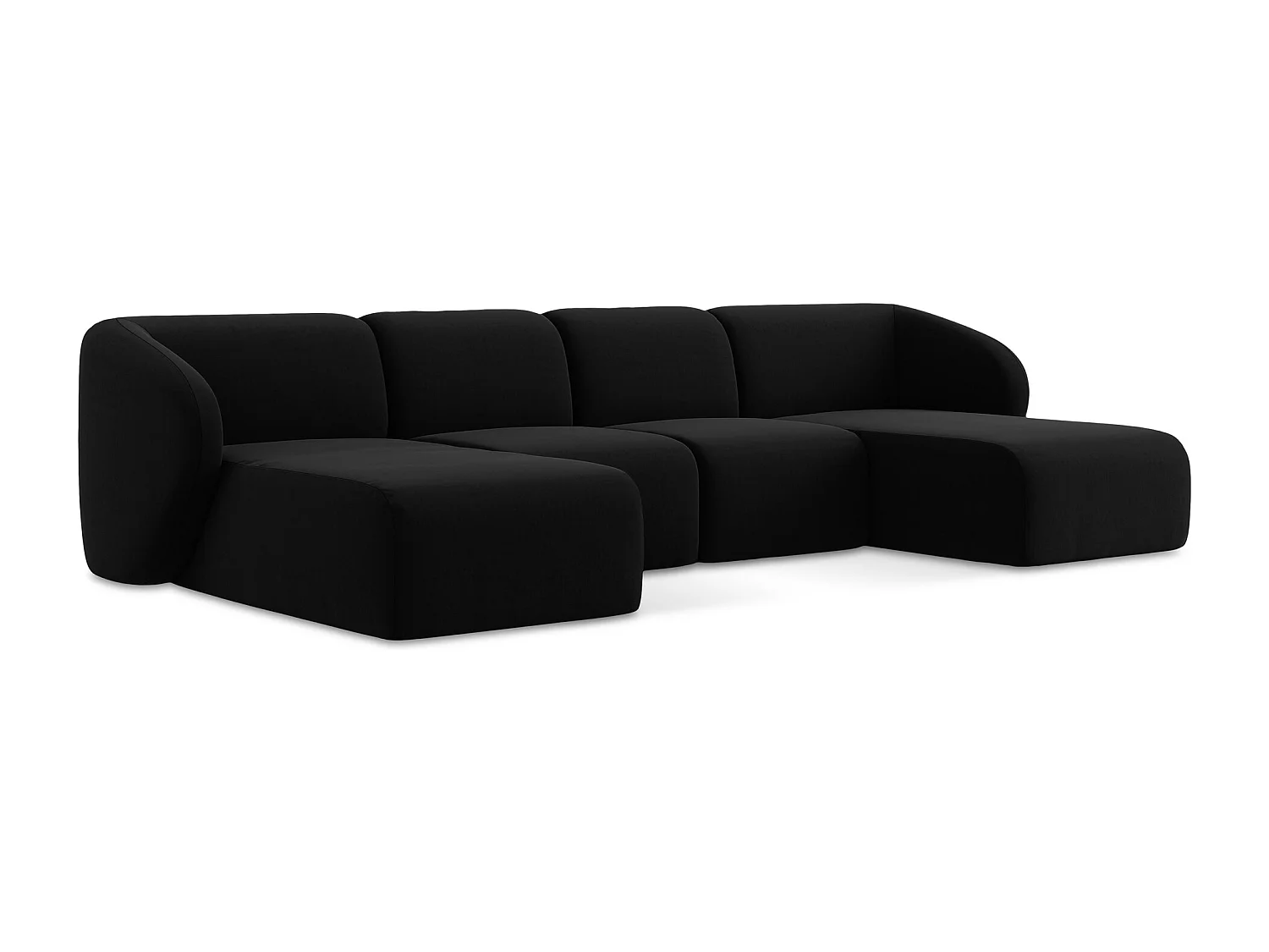 Sofa panoramiczna - z tkaniny welwetowej - czarny - LANI