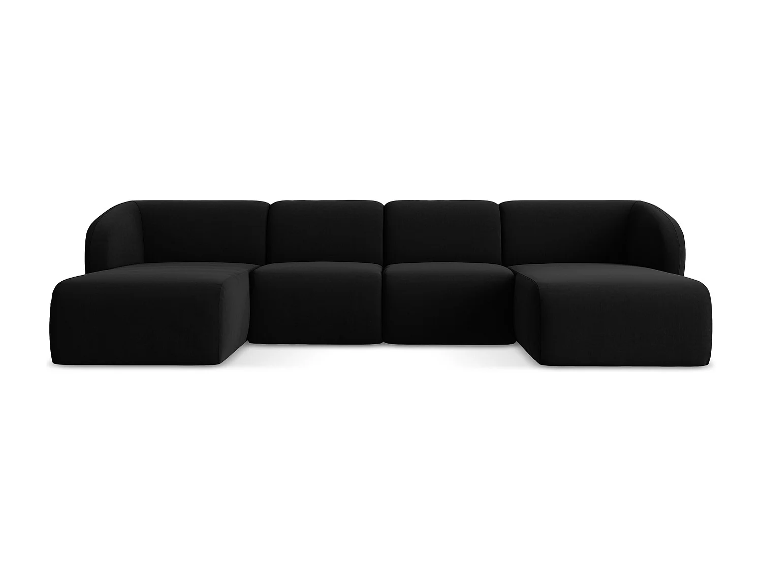 Sofa panoramiczna - z tkaniny welwetowej - czarny - LANI