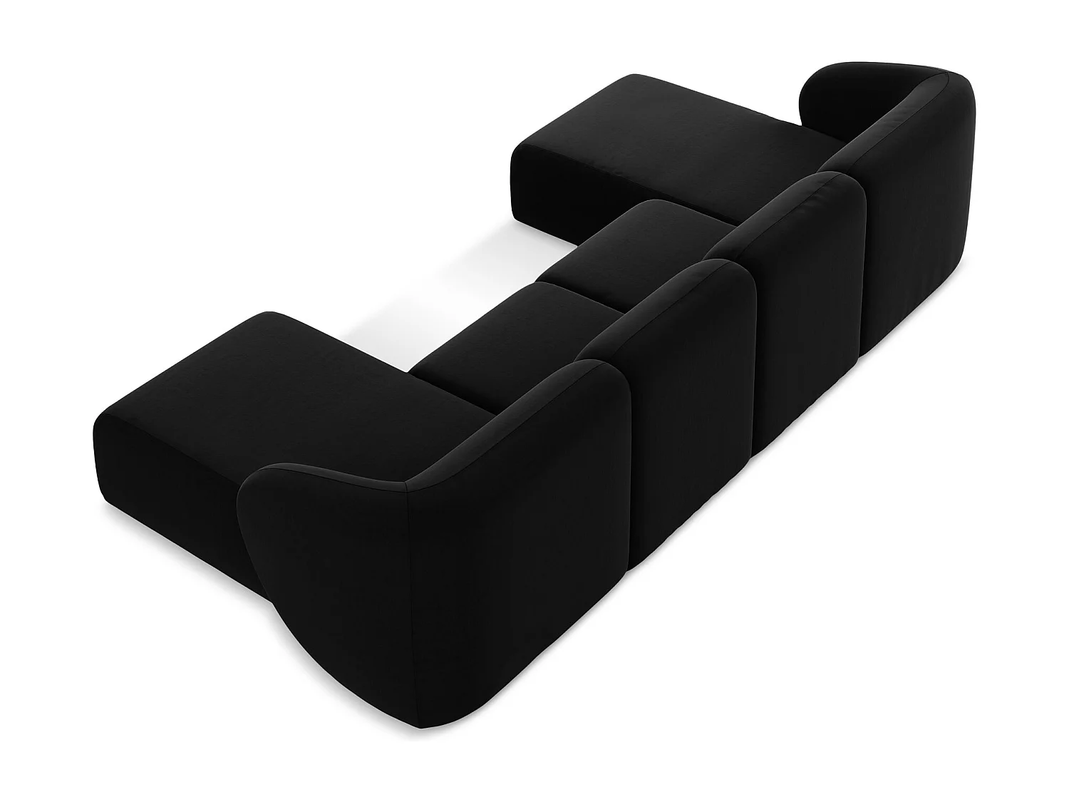 Sofa panoramiczna - z tkaniny welwetowej - czarny - LANI