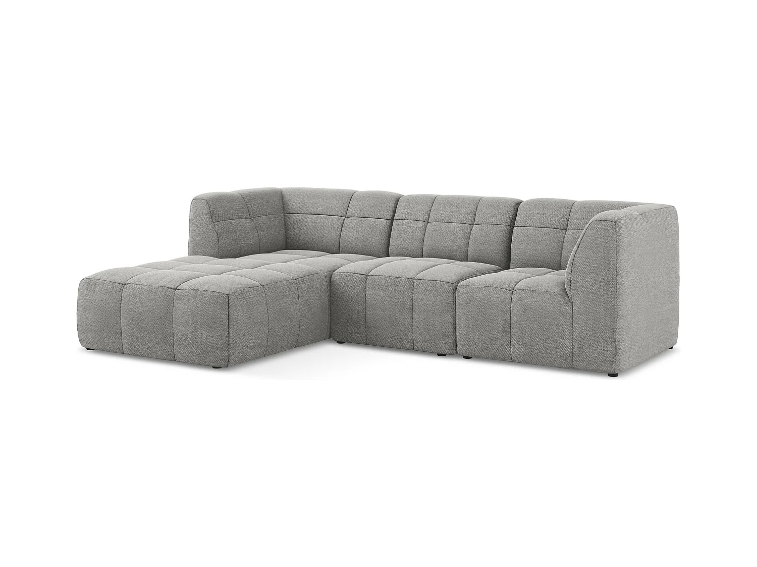 3-Sitzer Modulares Ecksofa - Ecke Links - Bouclé - Hellgrau - ALOHA
